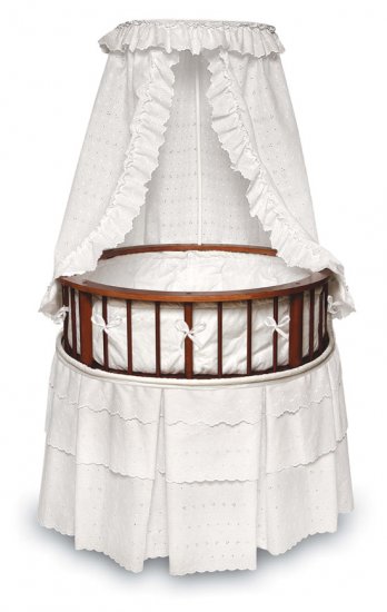 Cherry Elegance Round Bassinet w/White Eyelet Bedding Item # 00829