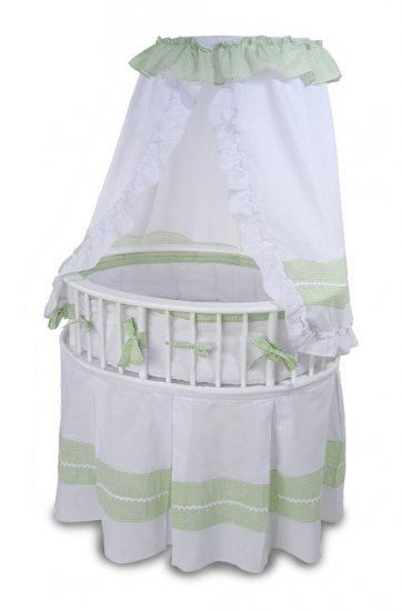 White/Sage Gingham Eliteâ„¢ Oval Baby Bassinet Item # 00850