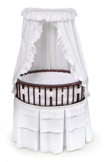 Cherry Eliteâ„¢ Oval Bassinet with White Eyelet Bedding Item # 00856