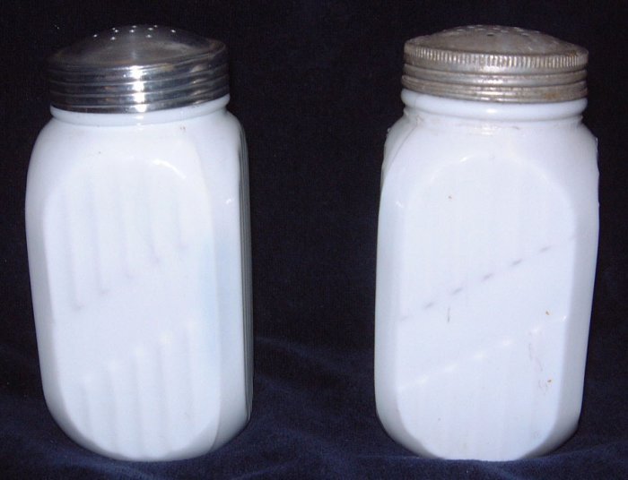 PR White Milk Glass Vitrock Tall Fire King Shakers