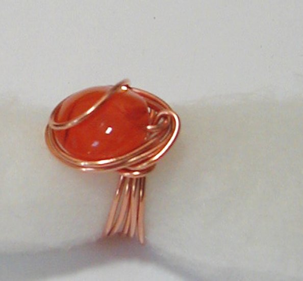 copper swirl carnelian ring