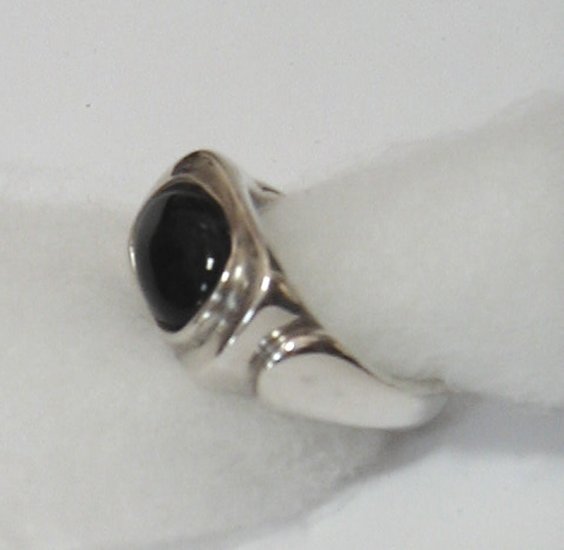 silver, black onyx man's ring