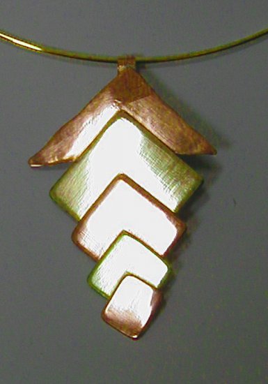 5-tier copper& brass pendant necklace