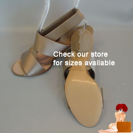 New Authentic Chloe Scarface Light Gray Satin Heels Shoes 38.5 / 8 $499