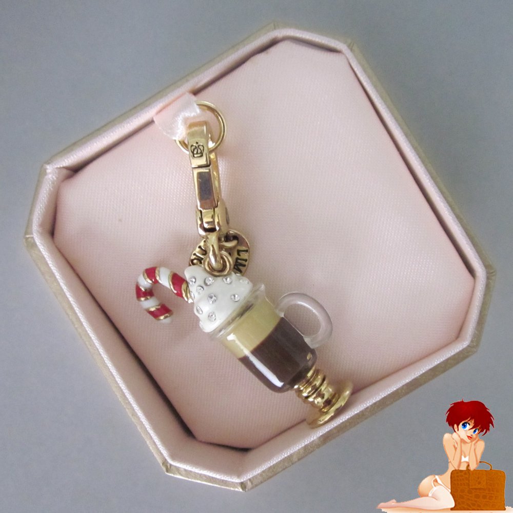New Authentic Juicy Couture 2011 Ltd Ed Hot Chocolate Charm Candy Cane YJRU5337