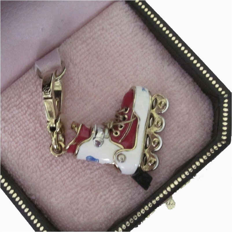 New Box Authentic Juicy Couture Rollerblade Skate Red White Gold Charm YJRUO740