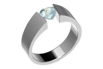 Heart Shape Blue Topaz Titanium Ring! Directly from the manufacturer- Design your own ring!