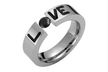 LOVE Titanium ring with Black cz or Onyx -Directly from the manufacturer- Design your own ring!