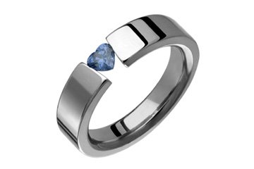 Heart Shape Cz Tanzanite Tension Titanium Ring!Directly From The Manufacturer- Design Your Own Ring!
