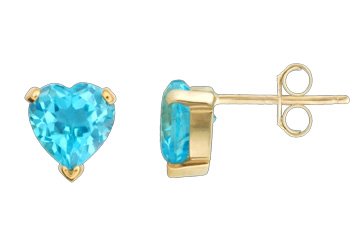 Blue Topaz Heart Shape 14K Yellow Gold Earrings! Directly from the manufacturer!!
