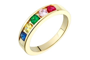 14K Gold Synthetic Birthstone Family Ring! Directly From The Manufacturer-Design Your Own Ring!