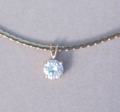 CZ Diamond Pendant on 16 inch Cobra Link Gold Overlay - Vintage