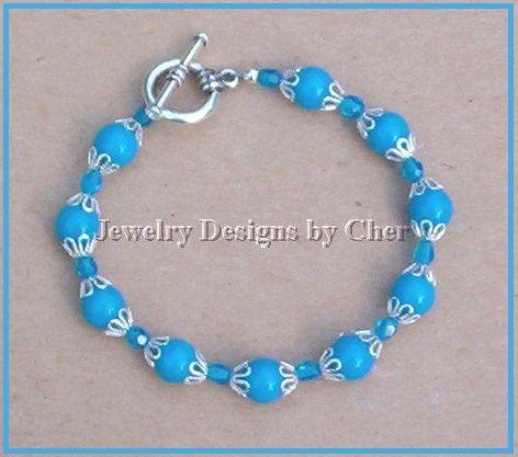 TURQUOISE Mountain Jade & Crystal TOGGLE BRACELET