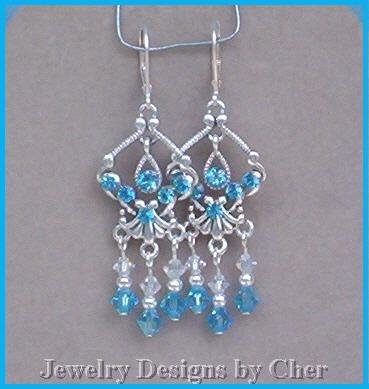 Swarovski AQUAMARINE AB CRYSTAL Silver Chandeliers