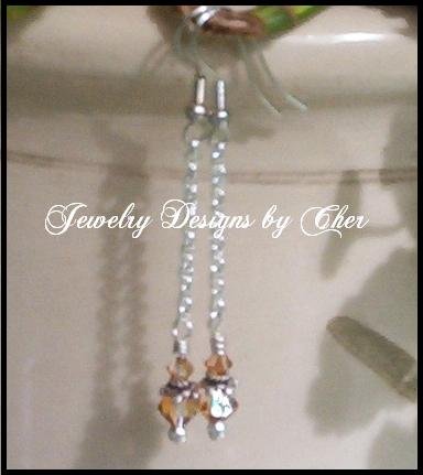 SWAROVSKI CRYSTAL COPPER EARRINGS Silver Chain Linear