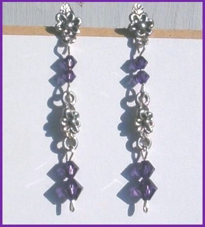 Swarovski PURPLE VELVET Antique Silver Floral Studs