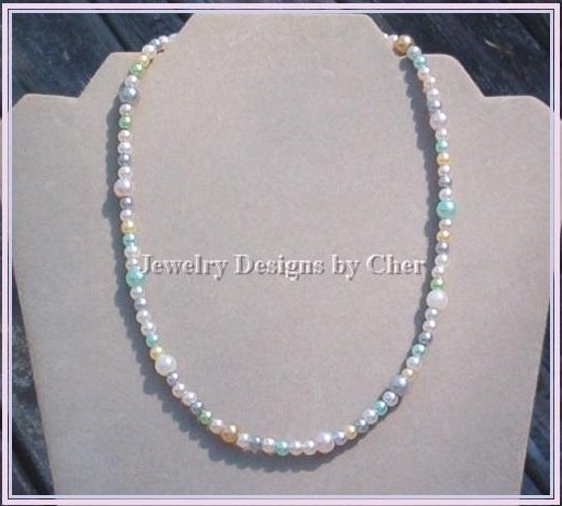 Multi-Color PASTEL PEARL CHOKER ~ 15 Inch