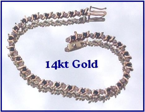 14Kt SAPPHIRE & DIAMOND TENNIS BRACELET 6.75 IN Just Reduced!