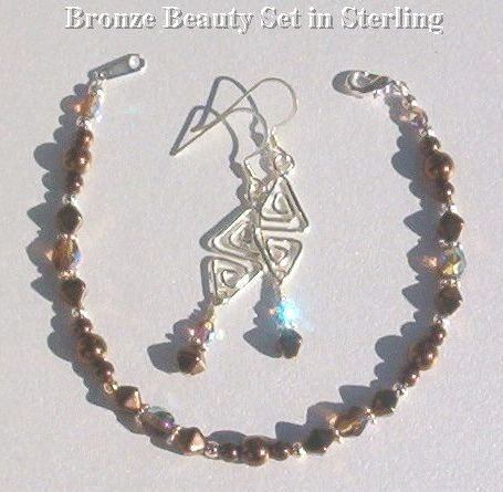 BRONZE BEAUTY SSILVER SET Smokey Topaz AB