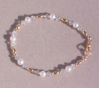 FRESH WATER PEARL & CRYSTAL BRACELET, Petite 6.5 Inch