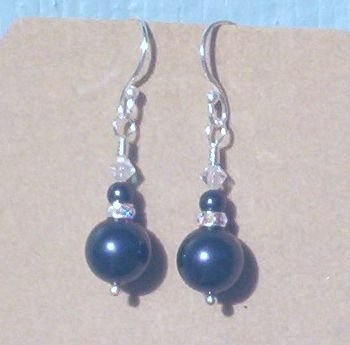 Swarovski MIDNITE BLUE PEARL & CRYSTAL SS Earrings