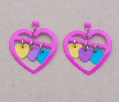 HEARTS IN HEARTS Colorful Enamel Earrings - Vintage Dangles