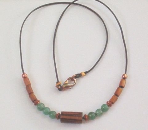 ADVENTURINE WOOD & COPPER Unisex 18 Inch Necklace