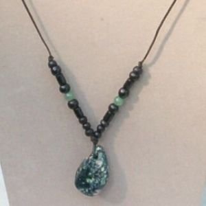 Natural GREEN AGATE & ADVENTURINE WOOD Necklace