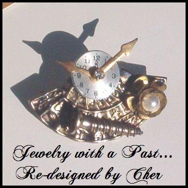 Vintage Costume "TIMELESS" PIN/BROOCH Antique Brass
