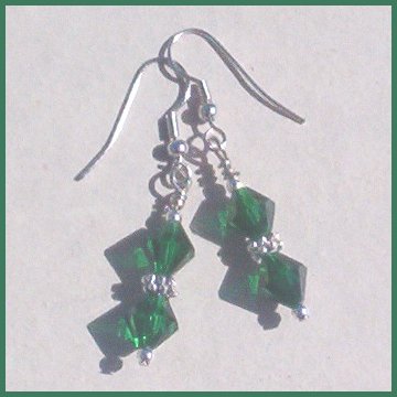 EMERALD CRYSTAL Hypo-Allergenic Silver Earrings MAY GIFT!