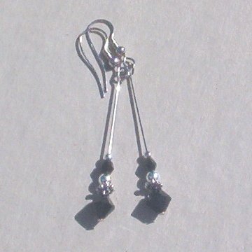 Swarovski JET CRYSTAL STILETTO Silver Earrings