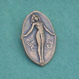 Vintage Nubian Goddess Oval Pin/Brooch... Antique Brass Art Nouveau