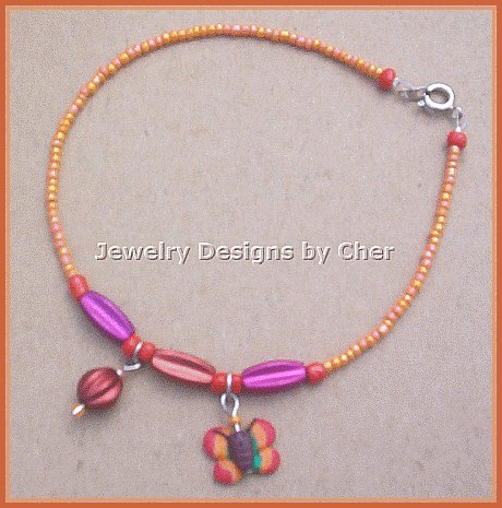 BRITE BUTTERFLY FIMO CHARM ANKLET Vibrant Colors!