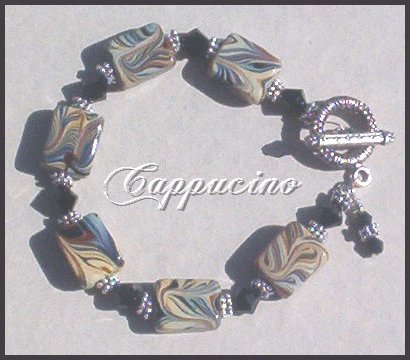*CAPPUCINO* LAMPWORK TOGGLE BRACELET Antique Silver