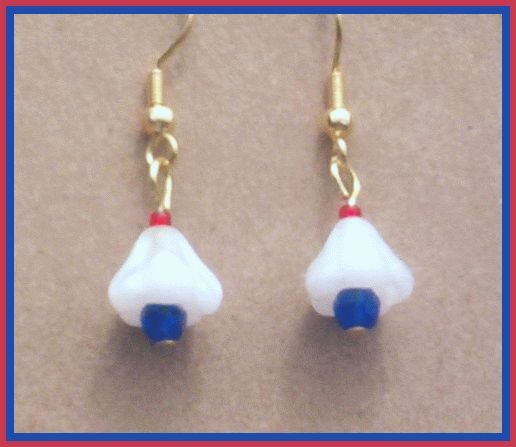 RED WHITE BLUE Flower Earrings