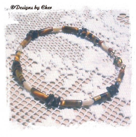 TIGER EYE Mother Of Pearl Anklet Earthtones!