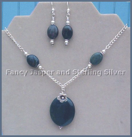 Fancy JASPER & Fine SILVER 2PC SET