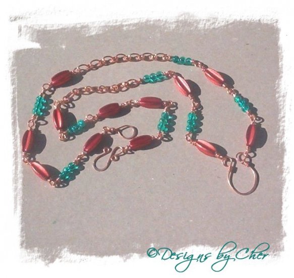 Crackles n Copper Hammered Eyeglass Holder Pendant Necklace HANDMADE