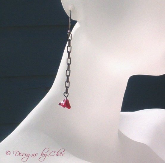 Ruby Blooms... Sweet Flower Dangle on Gunmetal Box Link