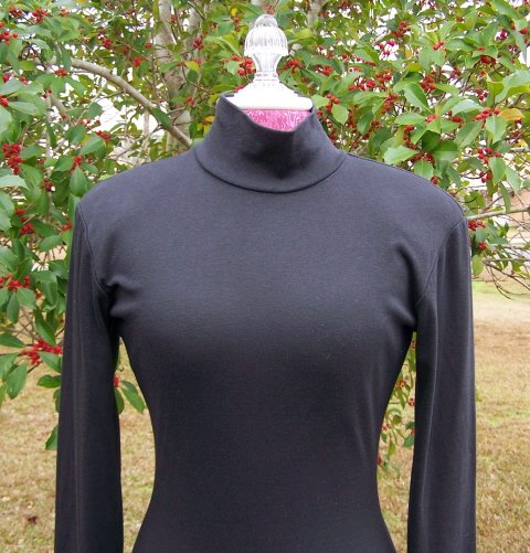Vintage 80s Betsey Johnson Drop Waist Black High Neck Dress S-M