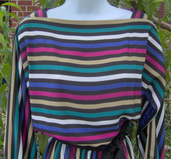 Vintage 80's Sasson Classic Secretary Stripe Dress 8/9 S
