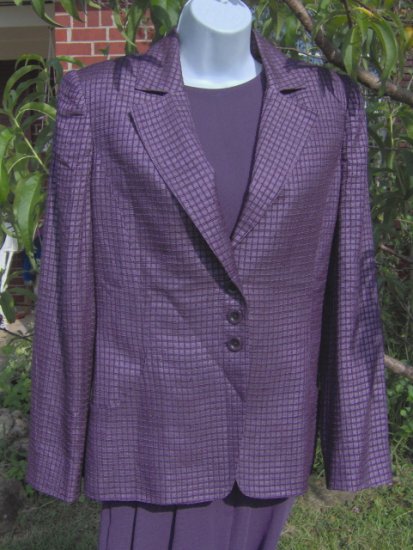 Carlisle 3 Piece Jacket Top Pants Suit Plum Purple Silk 0 4