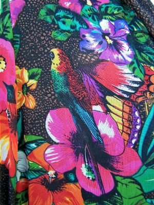 Carole Little Open Sheer Crepe Full Jacket Tropical Print M-L