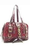 Red/Tan Designer Inspired Twist Lock Signature Bag