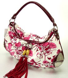Designer Inspired Wine Alligator Floral HoBo Bag