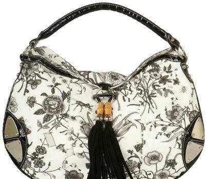 Designer Inspired Black Alligator Floral HoBo Bag