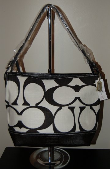 Linen C Bag with Faux Leather Trim