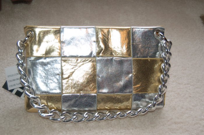 Silver & Gold Patch Clutch Bag