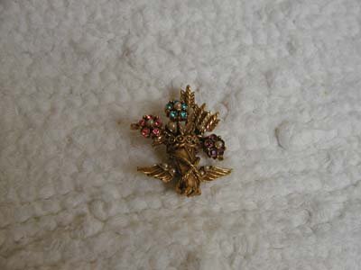 Vintage Brooch With Colored Stones