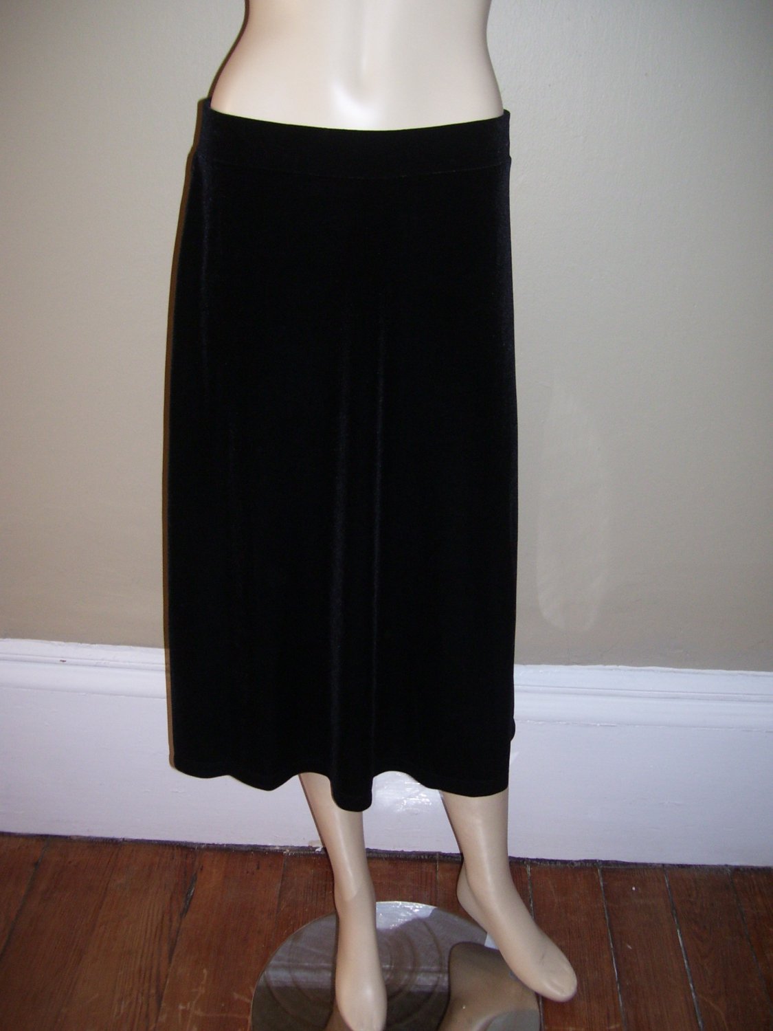 Womens Holiday New Clothing Jaclyn Smith Black Velour Velvet Skirt M NWT